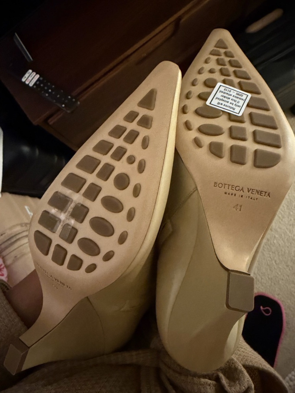 Bottega Veneta Beige Wedge Ankle Boots - Picture 5 of 5